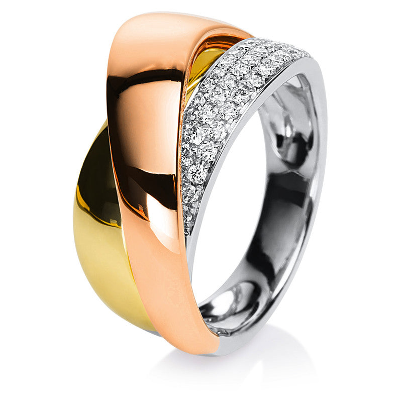 Ring    aus 750/-18 Karat Weißgold / Gelbgold / Rotgold mit 40 Diamanten 0