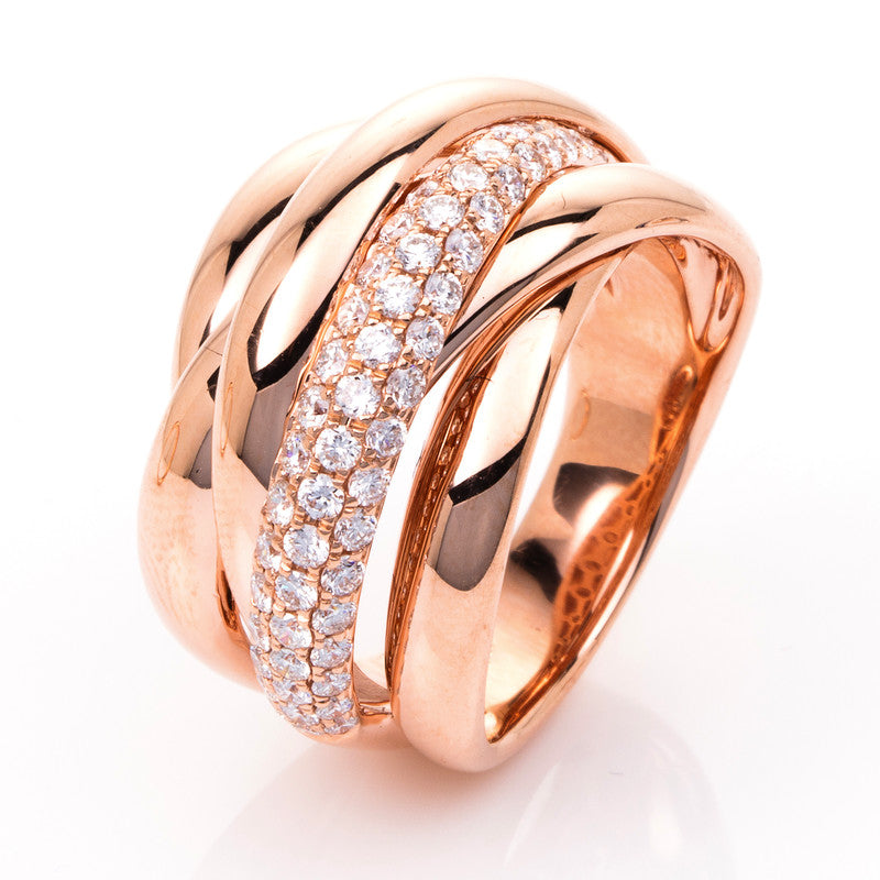 Ring    aus 585/-14 Karat Rotgold mit 53 Diamanten 0
