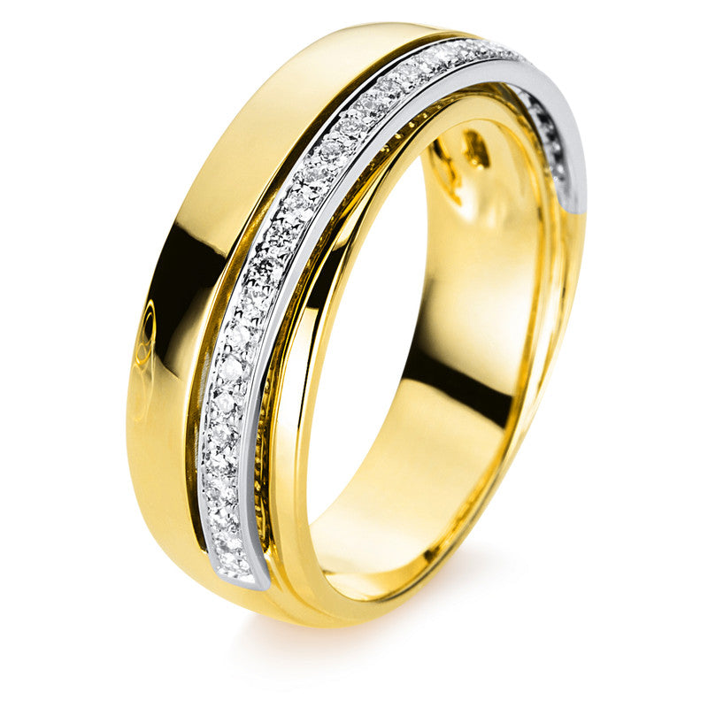 Ring    aus 750/-18 Karat Gelbgold / Weißgold mit 31 Diamanten 0
