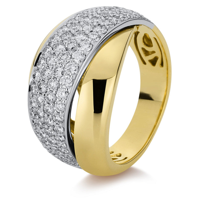 Ring    aus 750/-18 Karat Gelbgold / Weißgold mit 92 Diamanten 1