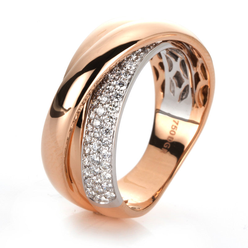 Ring    aus 750/-18 Karat Rotgold / Weißgold mit 46 Diamanten 0
