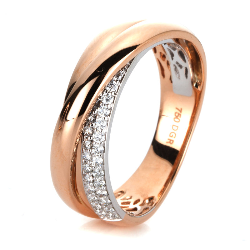 Ring    aus 750/-18 Karat Rotgold / Weißgold mit 32 Diamanten 0
