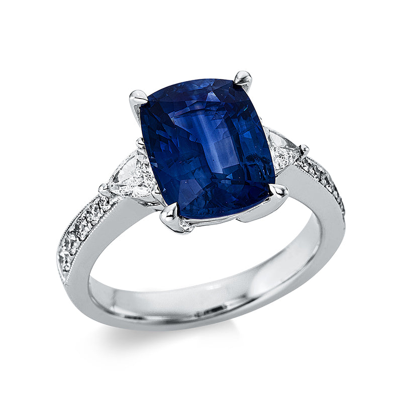 Ring mit Saphir  aus 750/-18 Karat Weißgold mit 12 Diamanten 0