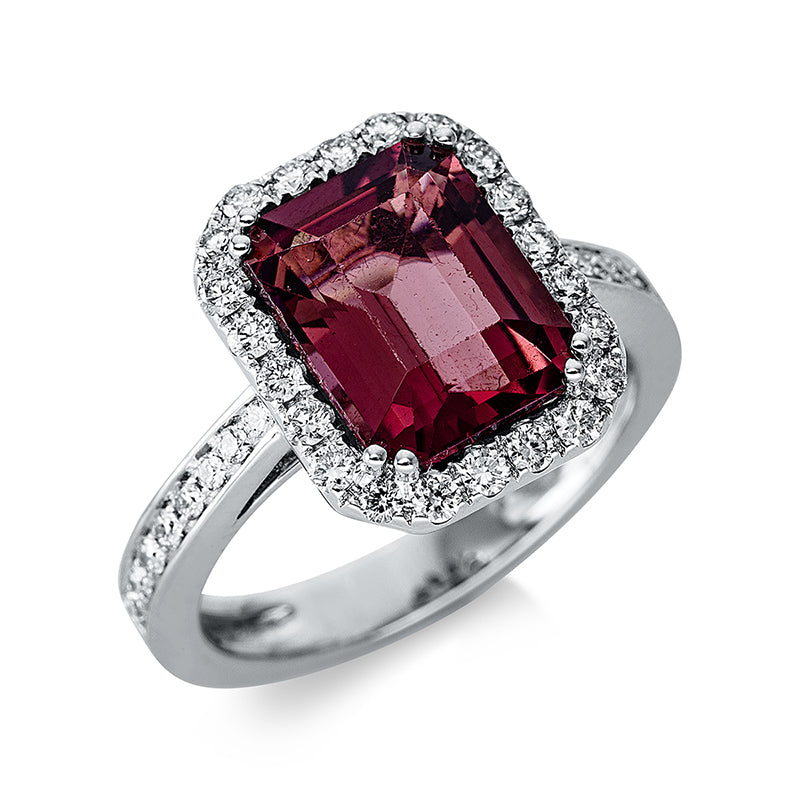 Ring mit Turmalin  aus 750/-18 Karat Weißgold mit 38 Diamanten 0
