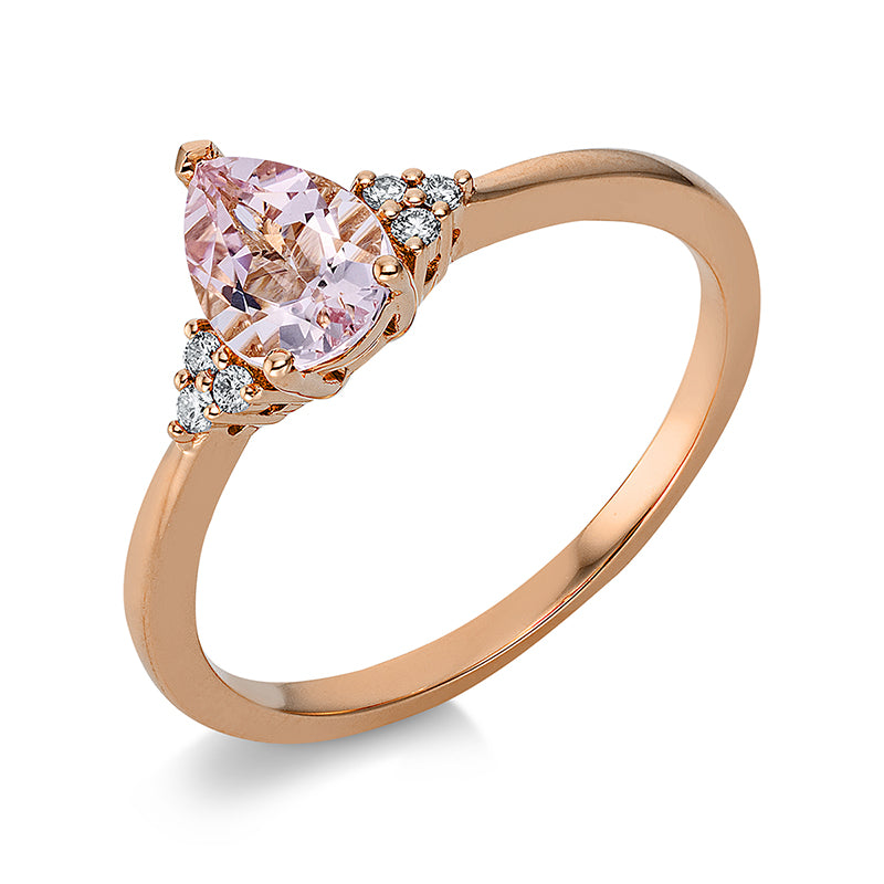 Ring mit Morganit  aus 750/-18 Karat Rotgold mit 6 Diamanten 0