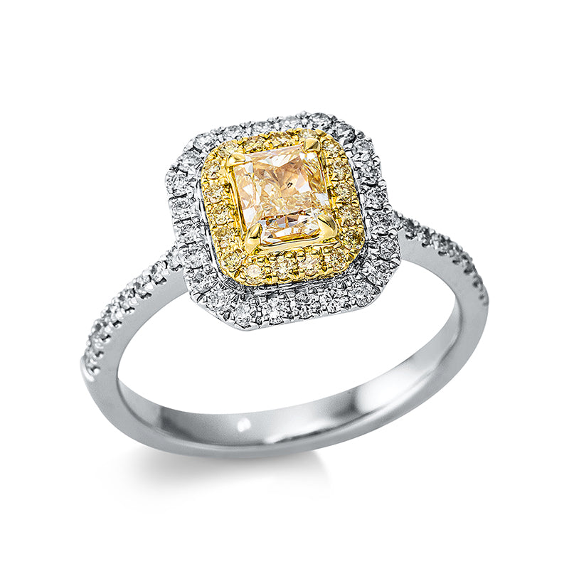 Ring    aus 585/-14 Karat Weißgold / Gelbgold mit 59 Diamanten 1