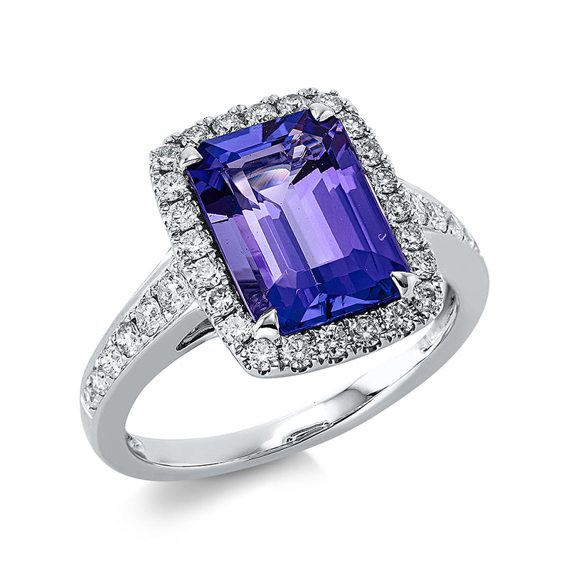Ring mit Tansanit  aus 750/-18 Karat Weißgold mit 36 Diamanten 0