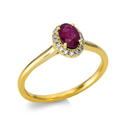 Ring mit Rubin  aus 750/-18 Karat Gelbgold mit 17 Diamanten 0