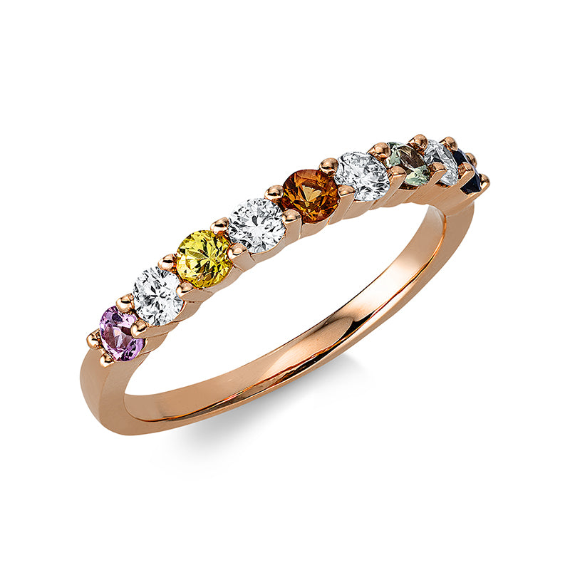 Ring mit Saphir  aus 750/-18 Karat Rotgold mit 4 Diamanten 0