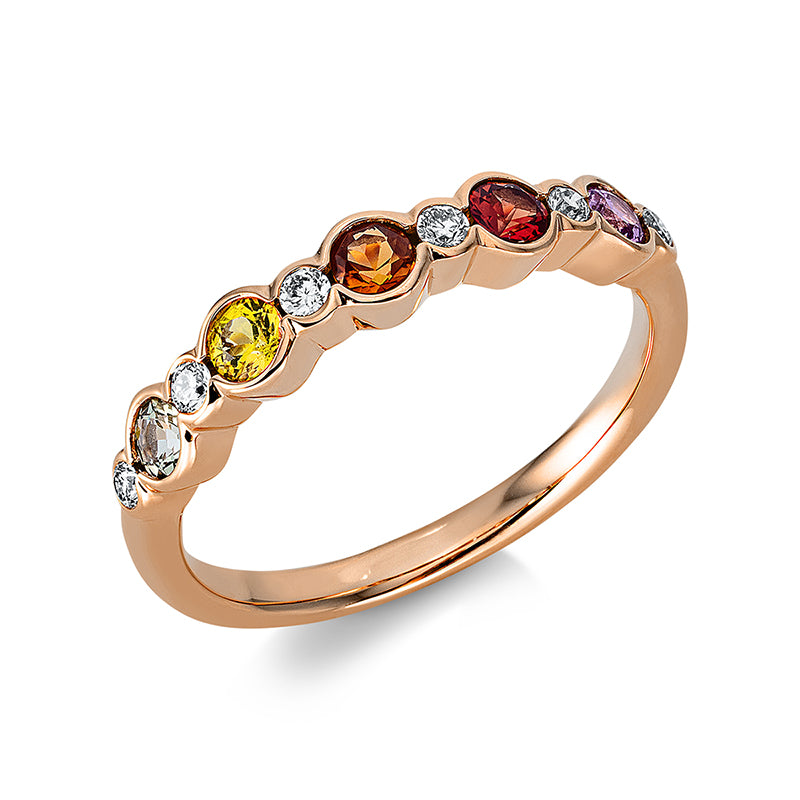 Ring mit Saphir  aus 750/-18 Karat Rotgold mit 6 Diamanten 0
