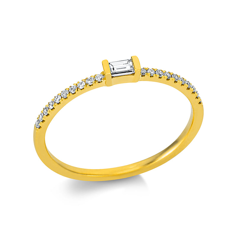 Ring - Solitaire mit Seitenbesatz aus Gold mit Diamanten - 1BH49