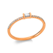 Ring - Solitaire mit Seitenbesatz aus Gold mit Diamanten - 1BH49