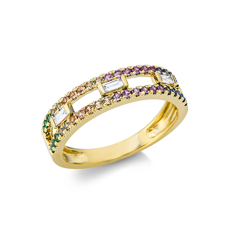 Ring mit Saphir  aus 750/-18 Karat Gelbgold mit 3 Diamanten 0