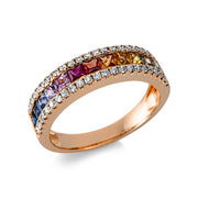 Ring - Regenbogen-Schmuck aus Gold mit Diamanten mit Saphir - 1BI71