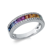 Ring - Regenbogen-Schmuck aus Gold mit Diamanten mit Saphir - 1BI71