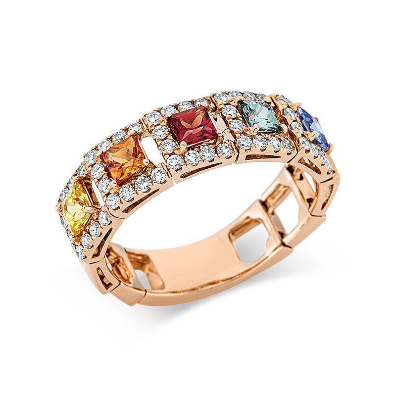 Ring    aus 750/-18 Karat Rotgold mit 55 Diamanten 1