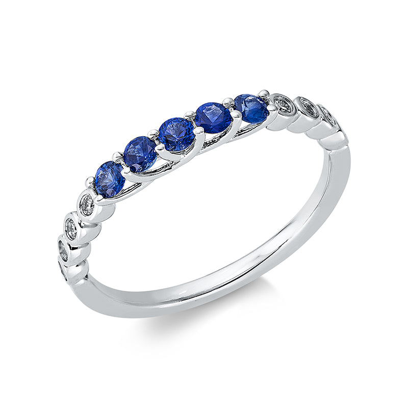 Ring mit Saphir  aus 750/-18 Karat Weißgold mit 8 Diamanten 0