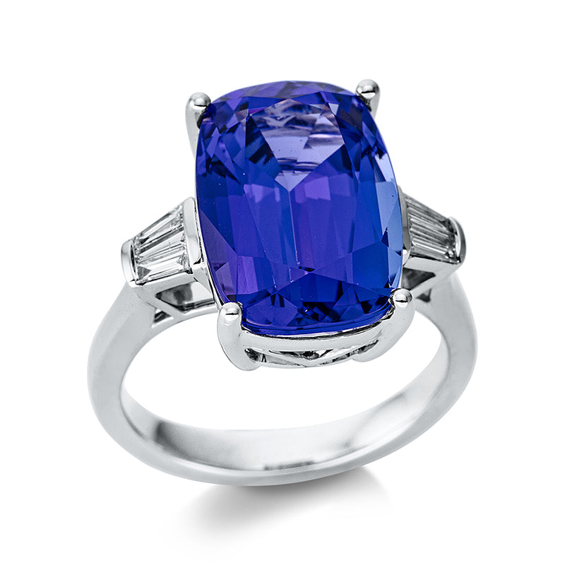 Ring mit Tansanit  aus 750/-18 Karat Weißgold mit 6 Diamanten 0