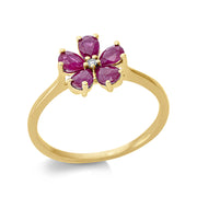 Ring mit Rubin  aus 750/-18 Karat Gelbgold mit 1 Diamant 0