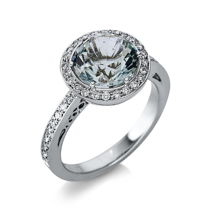 Ring mit Amethyst  aus 750/-18 Karat Weißgold mit 40 Diamanten 0