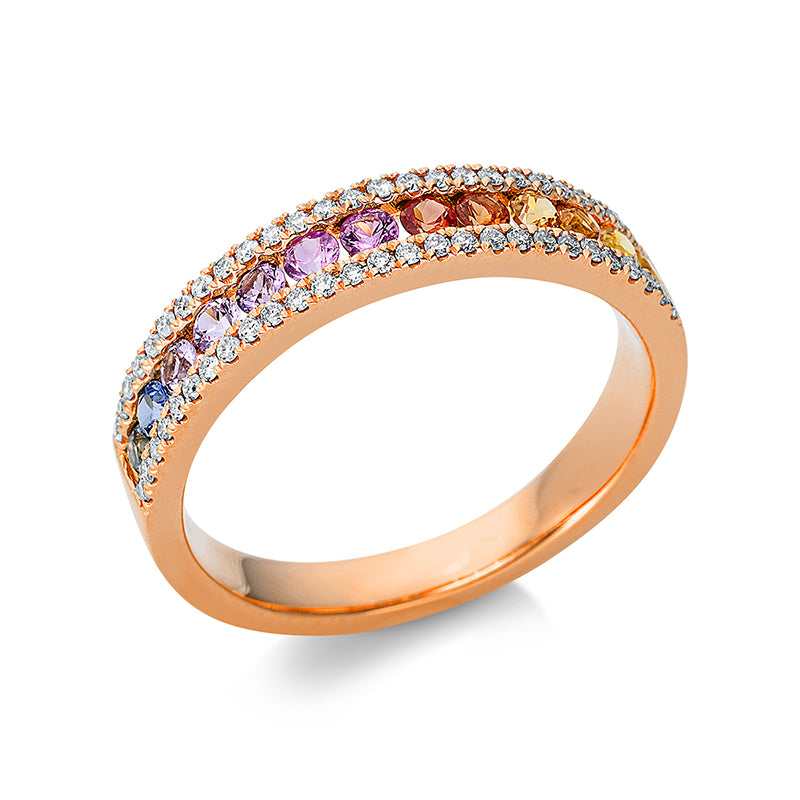 Ring - Regenbogen-Schmuck aus Gold mit Diamanten mit Saphir - 1BL20