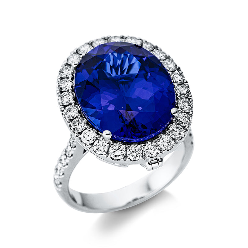Ring mit Tansanit  aus 750/-18 Karat Weißgold mit 39 Diamanten 1