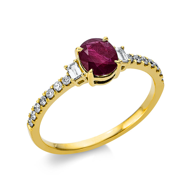 Ring mit Saphir  aus 750/-18 Karat Gelbgold mit 16 Diamanten 0