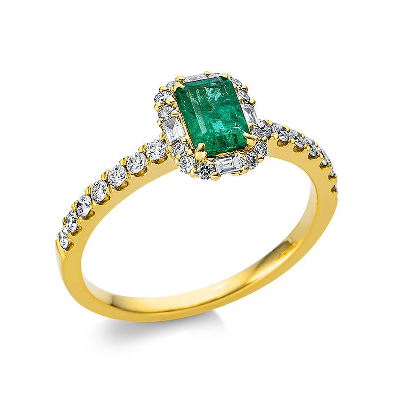 Ring aus Gold mit Diamanten mit Smaragd - 1BL32