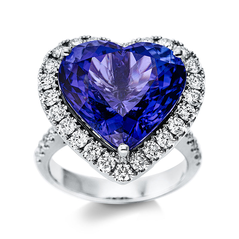 Ring mit Tansanit  aus 750/-18 Karat Weißgold mit 40 Diamanten 1