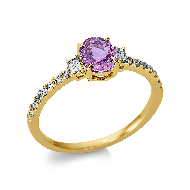 Ring mit Saphir  aus 750/-18 Karat Gelbgold mit 16 Diamanten 0