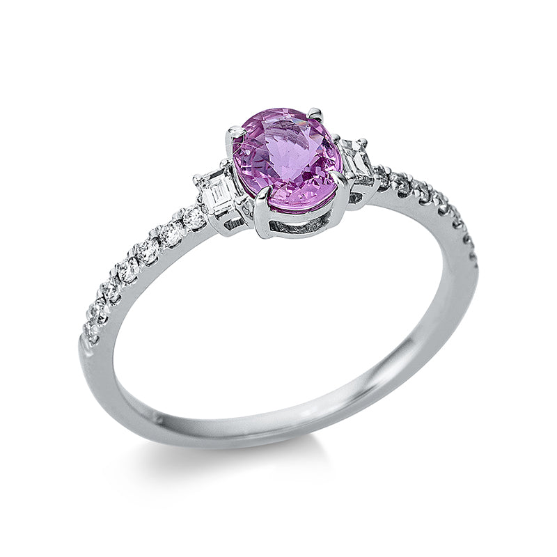 Ring mit Saphir  aus 750/-18 Karat Weißgold mit 16 Diamanten 0