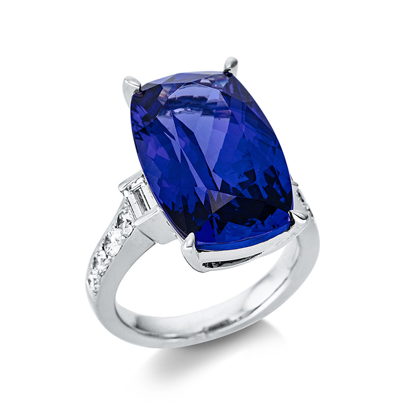 Ring mit Tansanit  aus 750/-18 Karat Weißgold mit 10 Diamanten 0