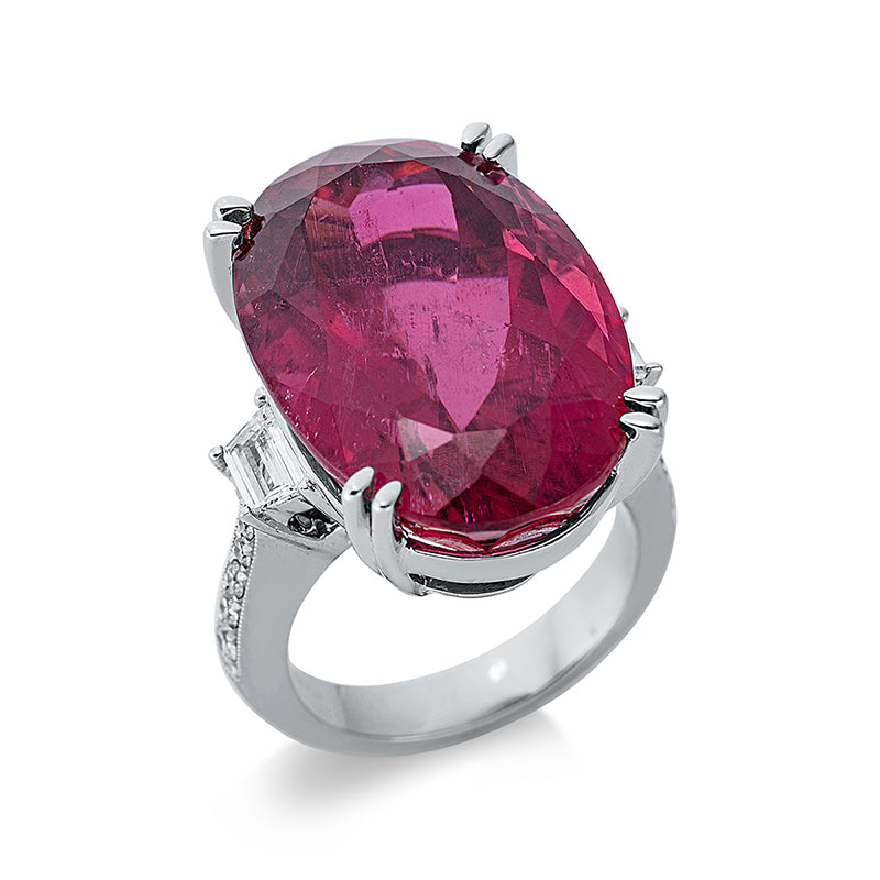 Ring mit Rubellit  aus 750/-18 Karat Weißgold mit 12 Diamanten 0