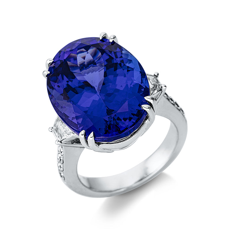 Ring mit Tansanit  aus 750/-18 Karat Weißgold mit 12 Diamanten 0