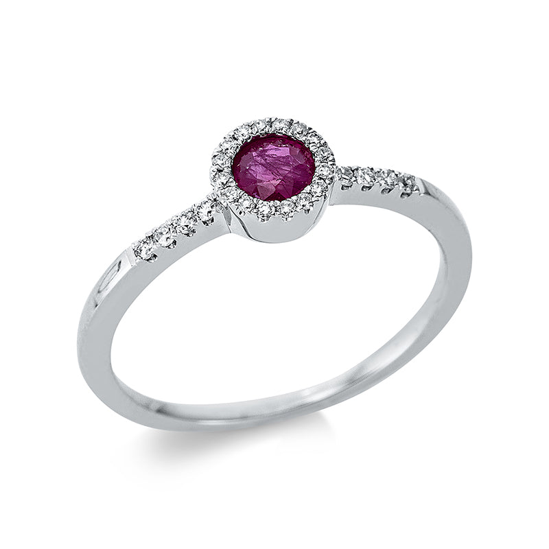 Ring mit Rubin  aus 750/-18 Karat Weißgold mit 24 Diamanten 0