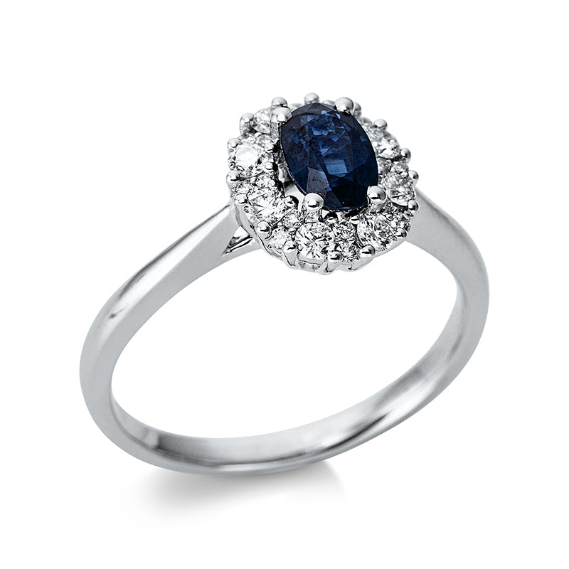 Ring mit Saphir  aus 750/-18 Karat Gelbgold mit 24 Diamanten 0