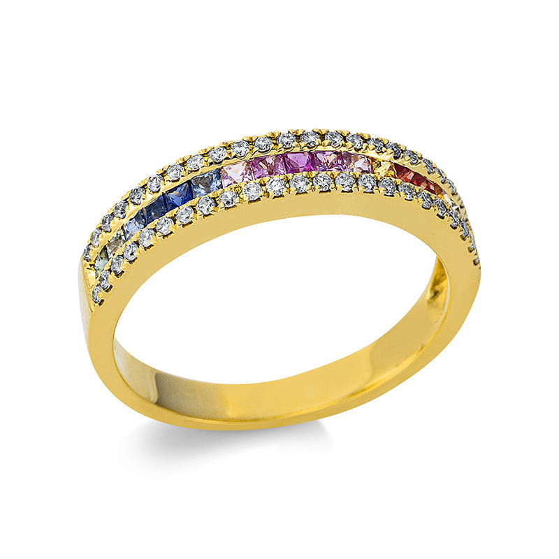 Ring - Regenbogen-Schmuck aus Gold mit Diamanten mit Farbstein - 1BM89