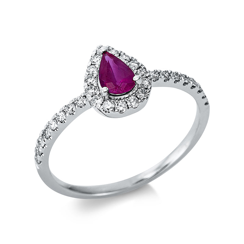 Ring mit Rubin  aus 750/-18 Karat Weißgold mit 31 Diamanten 0