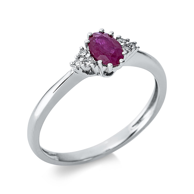 Ring mit Rubin  aus 750/-18 Karat Weißgold mit 6 Diamanten 0