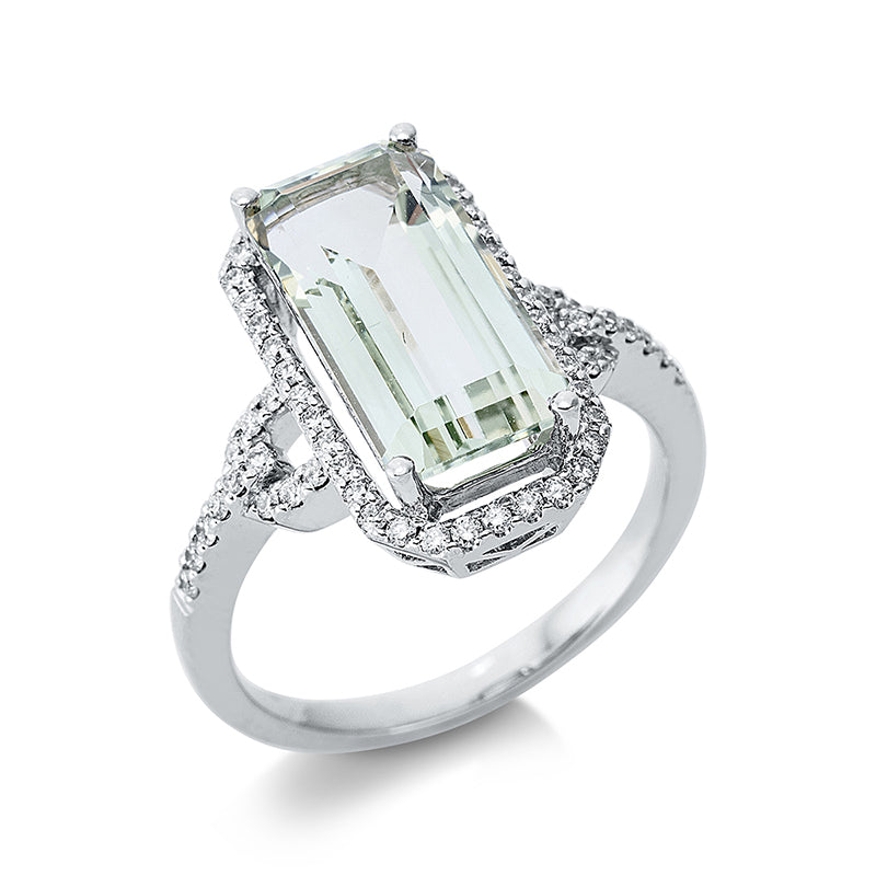 Ring mit Amethyst  aus 750/-18 Karat Weißgold mit 62 Diamanten 0