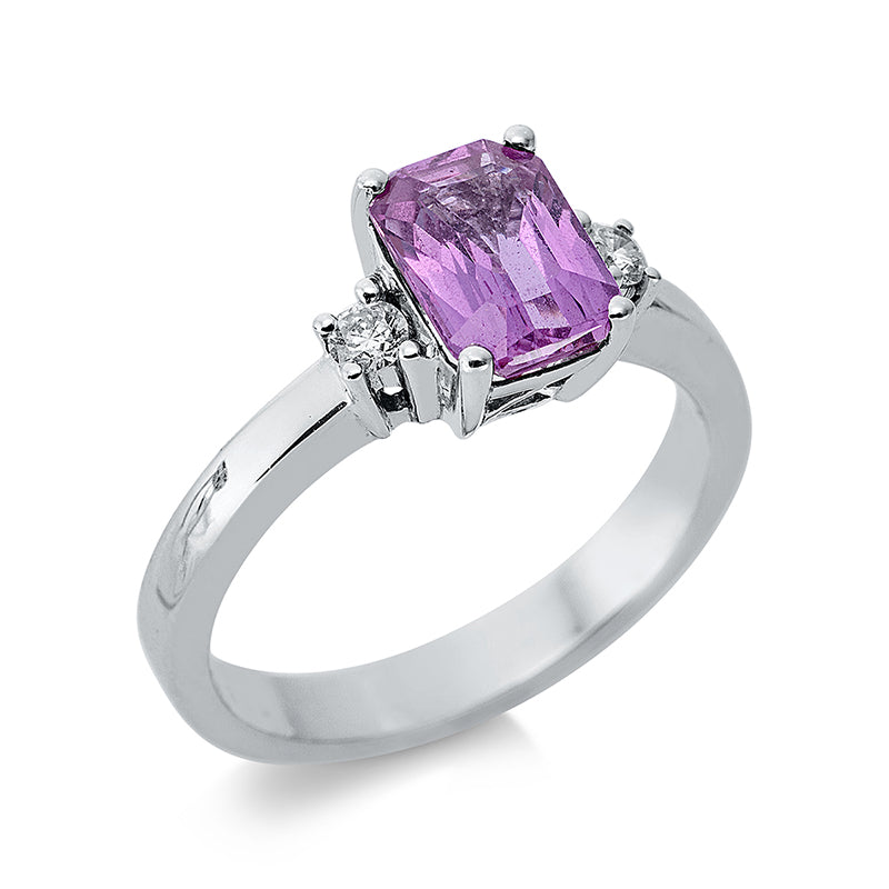 Ring mit Rubellit  aus 585/-14 Karat Weißgold mit 14 Diamanten 0