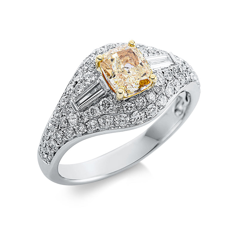 Ring    aus 750/-18 Karat Weißgold / Gelbgold mit 71 Diamanten 1