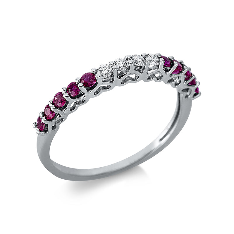 Ring mit Rubin  aus 750/-18 Karat Weißgold mit 4 Diamanten 0