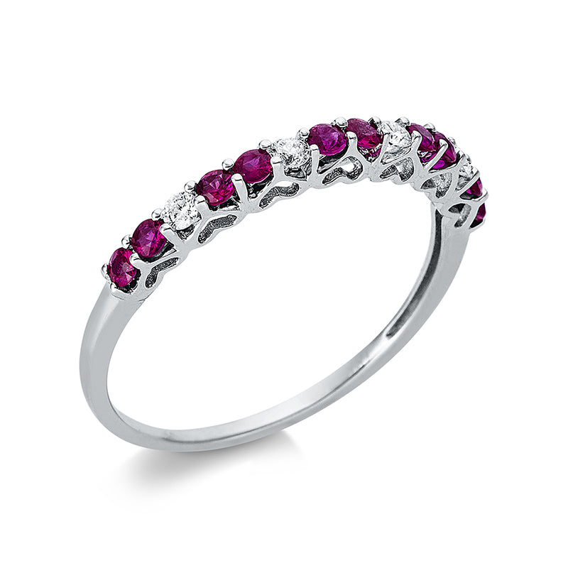 Ring mit Rubin  aus 750/-18 Karat Weißgold mit 4 Diamanten 0