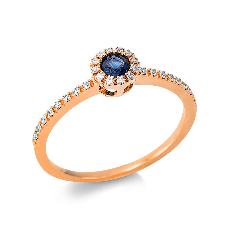 Ring mit Saphir  aus 750/-18 Karat Rotgold mit 1 Diamant 0