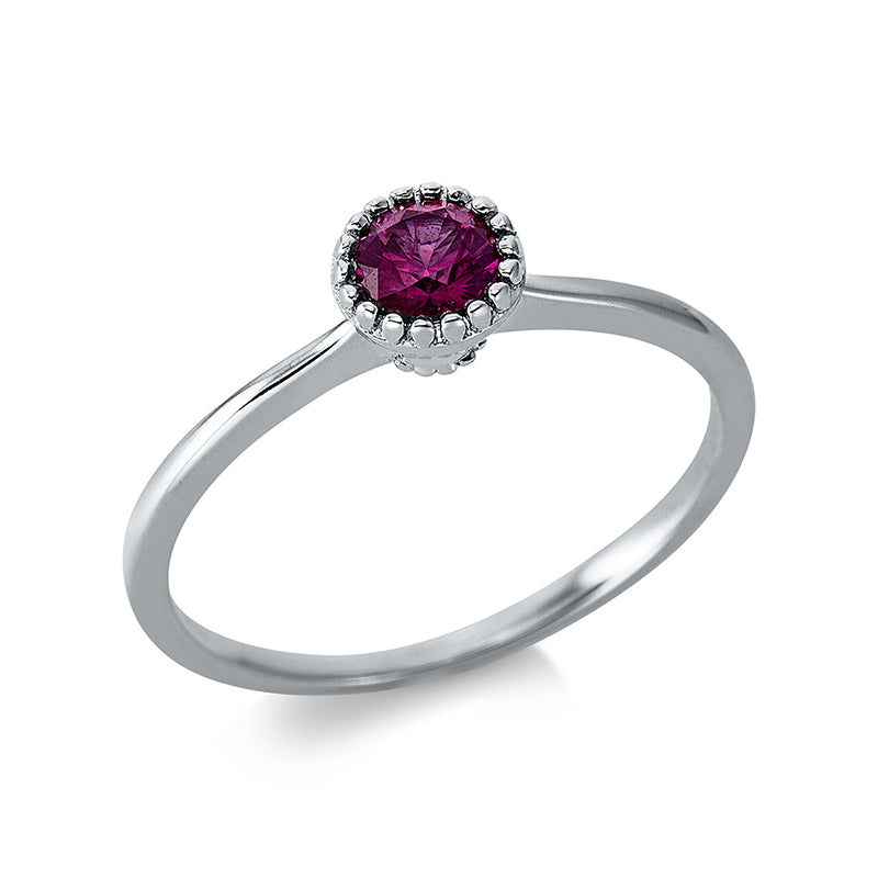 Ring mit Rubin  aus 750/-18 Karat Weißgold mit 1 Diamant 0