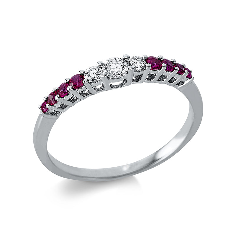 Ring mit Rubin  aus 750/-18 Karat Weißgold mit 3 Diamanten 0