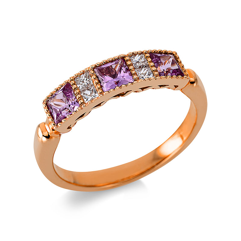Ring mit Saphir  aus 750/-18 Karat Rotgold mit 4 Diamanten 0