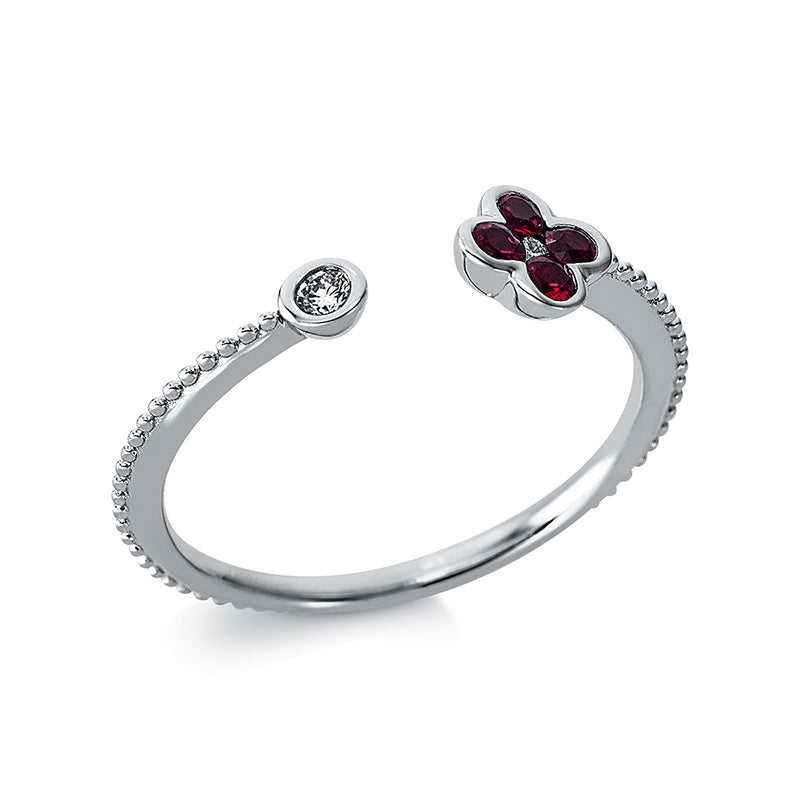 Ring mit Rubin  aus 750/-18 Karat Weißgold mit 2 Diamanten 0
