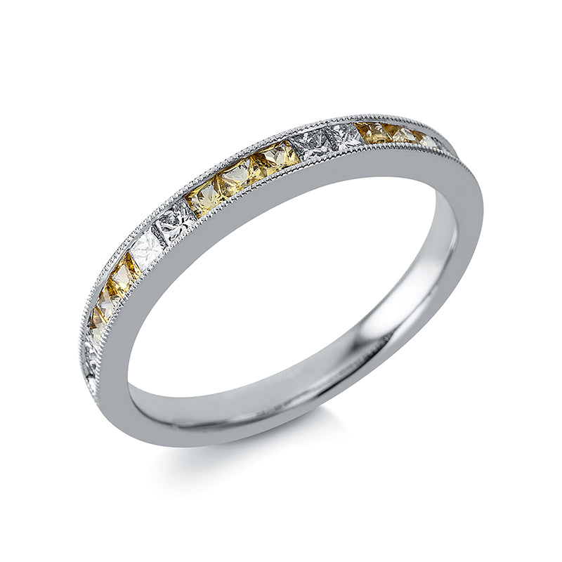 Ring mit Saphir  aus 585/-14 Karat Weißgold mit 8 Diamanten 0